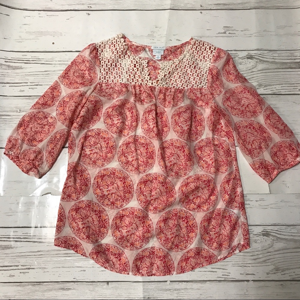 Calypso St Barth’s Orange Red Lace Paisley Silk